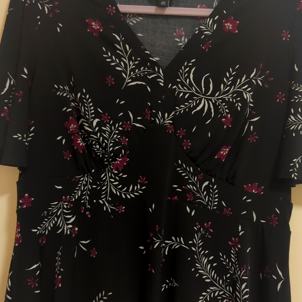 Torrid Studio Knit V-Neck Flutter Sleeve Peplum Top Size 00 in Black/Purple - Picture 6 of 8